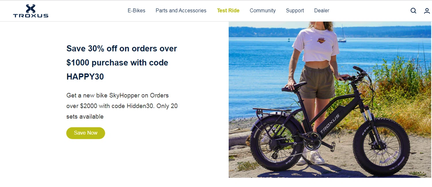 TROXUS discount code screenshot showing code HAPPY30 applied at TROXUS checkout page. Uploaded by SimplyCodes community member Alofoke on May 5, 2025