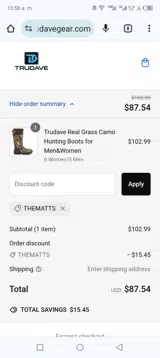 THEMATTS coupon verification screenshot
