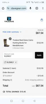 KLEMILY coupon verification screenshot