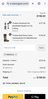 Mikayla coupon verification screenshot