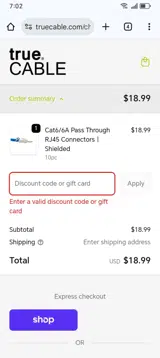 trueCABLE coupon verification screenshot