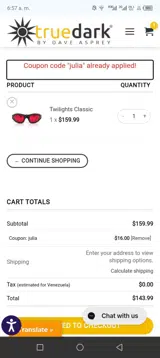 Julia coupon verification screenshot