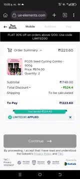 LIMITED30 coupon verification screenshot