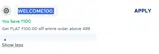 WELCOME100. coupon verification screenshot