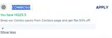 COMBO50 coupon verification screenshot