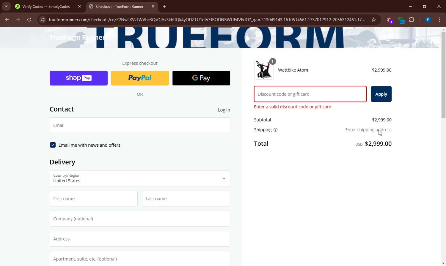True Form Runner promo code screenshot showing code FREEMAT applied at True Form Runner checkout page. Uploaded by SimplyCodes community member PennyOwl696 on Jan 16, 2025