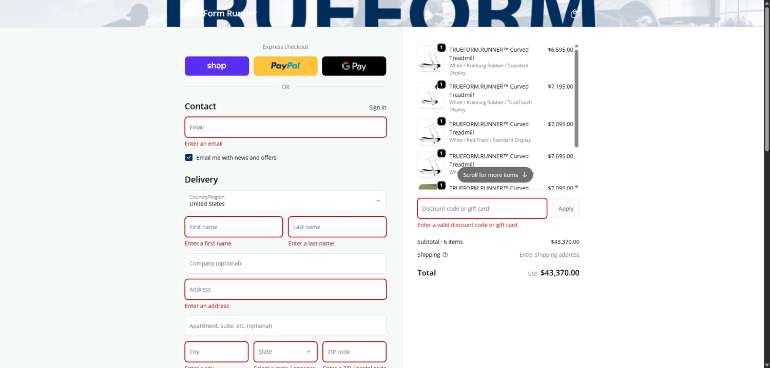 True Form Runner promo code screenshot showing code TRUE30 applied at True Form Runner checkout page. Uploaded by SimplyCodes community member TokenNavigator3088 on Sep 21, 2025