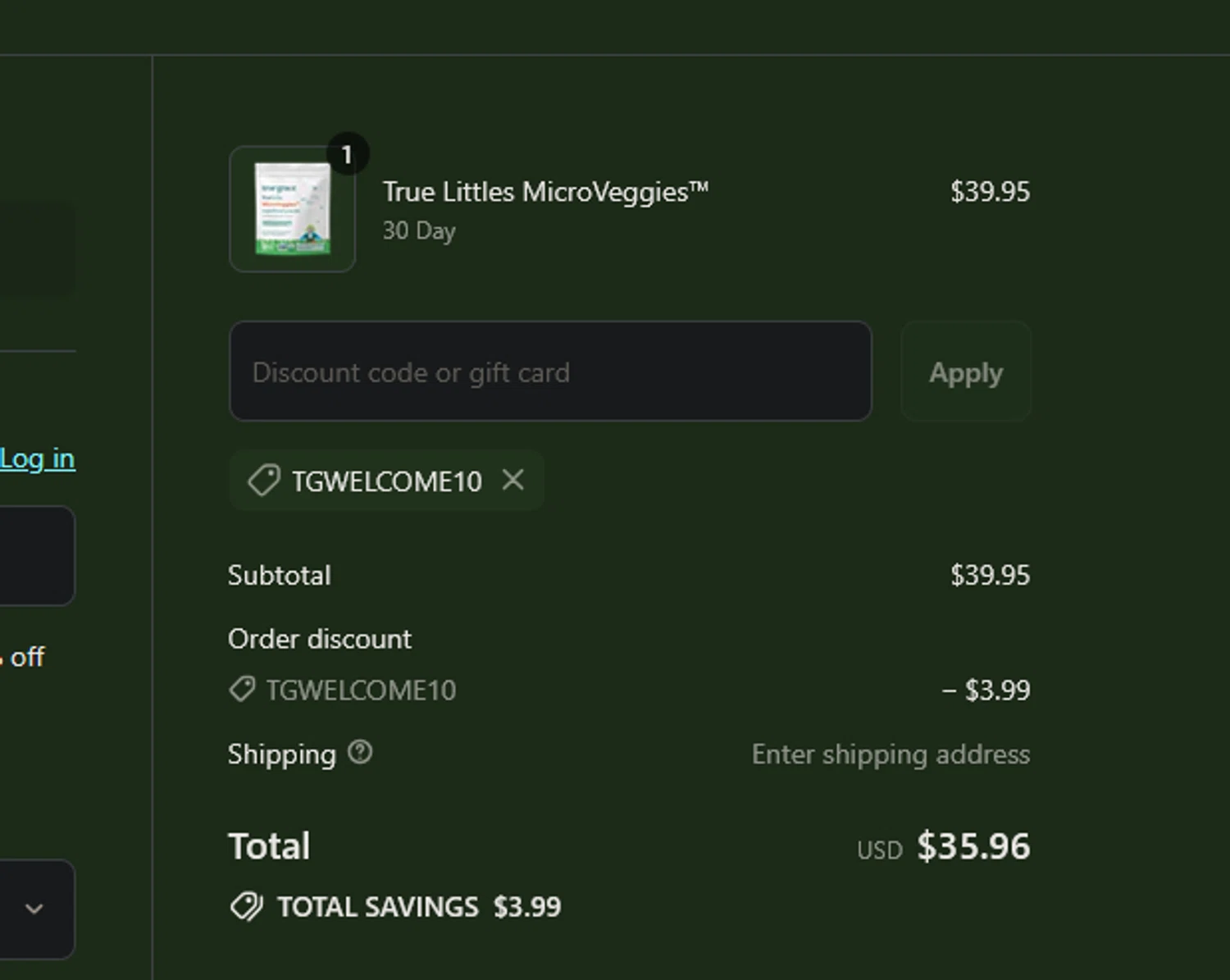 True Grace discount code screenshot showing code TGWELCOME10 applied at True Grace checkout page. Uploaded by SimplyCodes community member xocelot44x on Aug 17, 2025