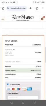 MOM20 coupon verification screenshot