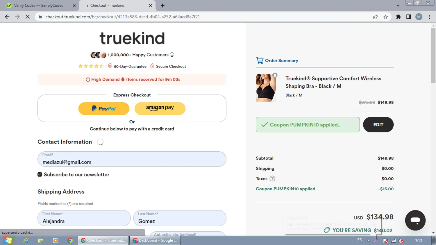 Truekind checkout page showing Truekind discount code box | Screenshot taken by SimplyCodes community member on Dec 26, 2025