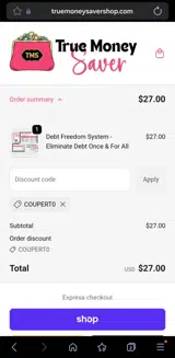 COUPERT0 coupon verification screenshot