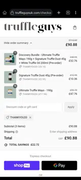 THANKYOU20 coupon verification screenshot