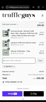 METRO15 coupon verification screenshot