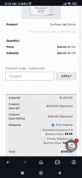 Labor40 coupon verification screenshot