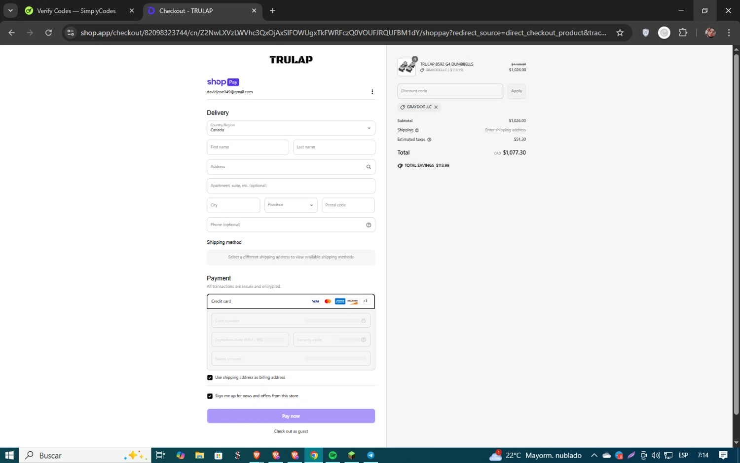 Trulap coupon code screenshot showing code GRAYDOGLLC applied at Trulap checkout page. Uploaded by SimplyCodes community member 61451681 on Mar 31, 2025