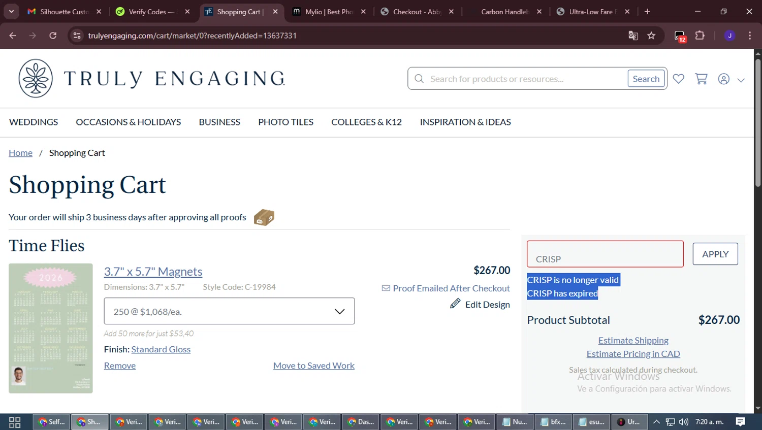 Truly Engaging promo code screenshot showing code CRISP applied at Truly Engaging checkout page. Uploaded by SimplyCodes community member LegendaryLegend9872 on Oct 19, 2025