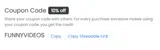 FUNNYVIDEOS coupon verification screenshot