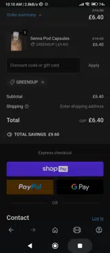 GREENSUP coupon verification screenshot