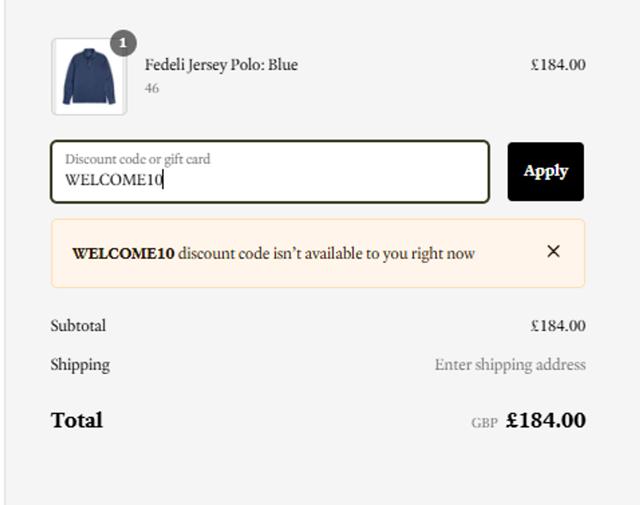 Trunk Clothiers checkout page showing Trunk Clothiers discount code box | Screenshot taken by SimplyCodes community member on Nov 14, 2024