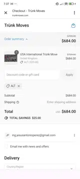 Trünk Moves coupon verification screenshot