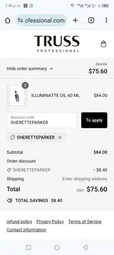 SHERETTEPARKER coupon verification screenshot