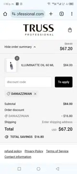 DANIAZZINIAN coupon verification screenshot