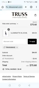 TRUSSGRACE coupon verification screenshot