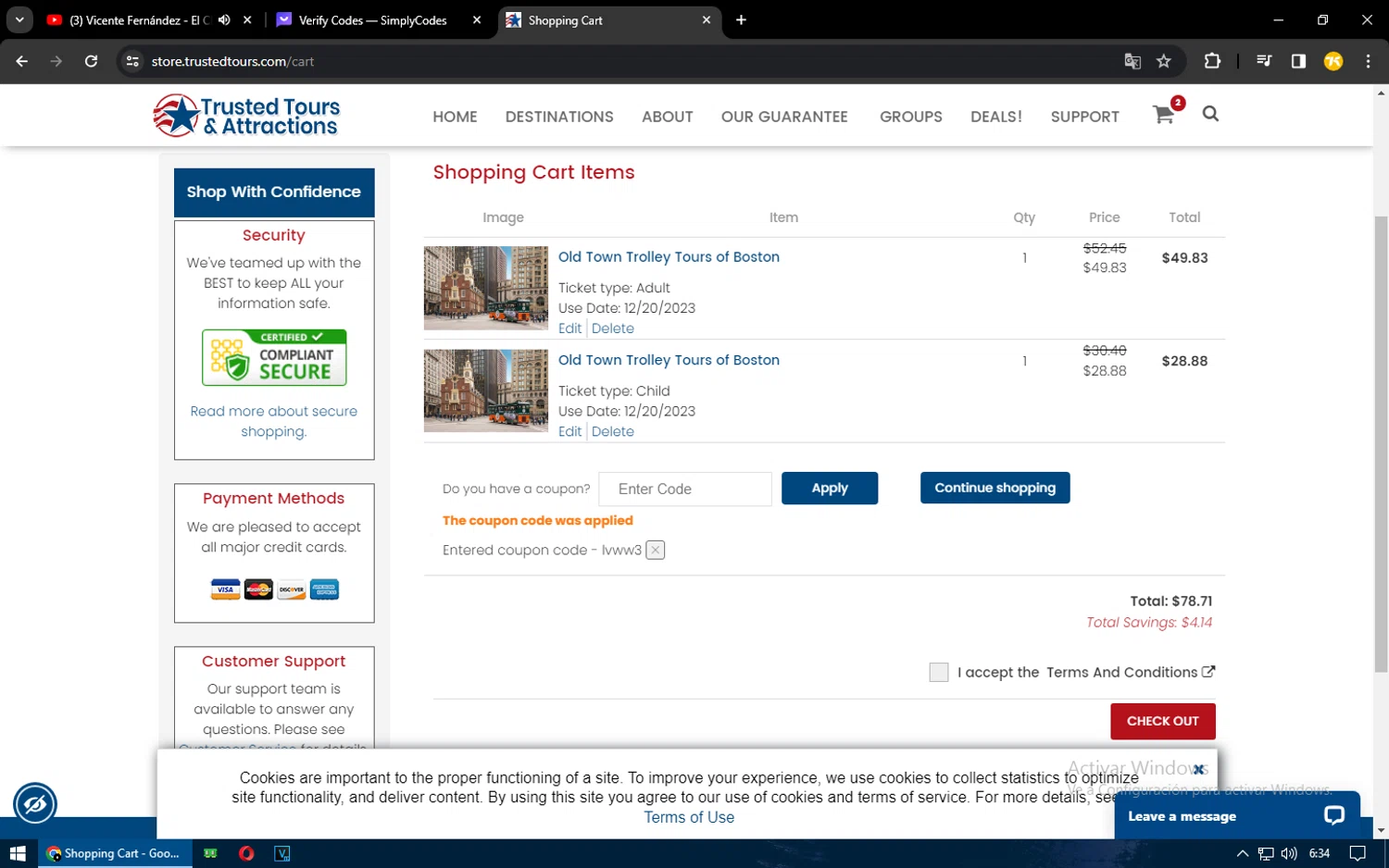 where to use Trusted Tours promo code box