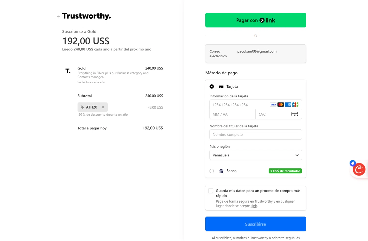 Trustworthy promo code screenshot showing code ATH20 applied at Trustworthy checkout page. Uploaded by SimplyCodes community member ivantorres on Oct 27, 2025
