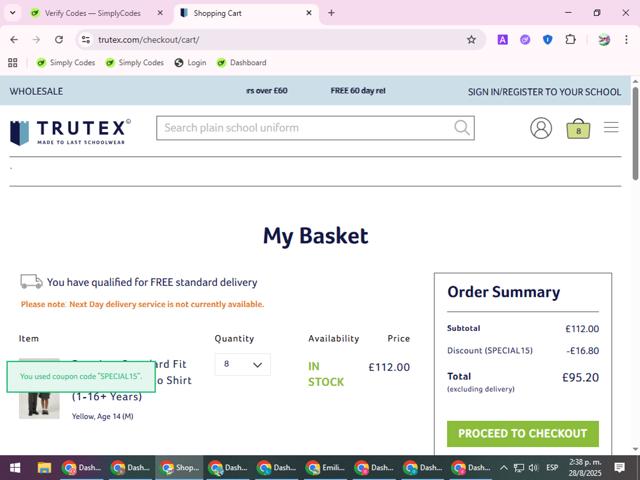 Trutex checkout page showing Trutex promo code box | Screenshot taken by SimplyCodes community member on Aug 28, 2025