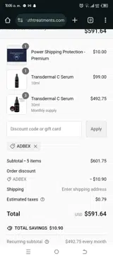 Adbex coupon verification screenshot