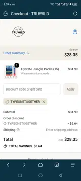 TYPEONETOGETHER coupon verification screenshot