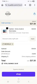 MICHELLE coupon verification screenshot