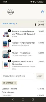 CAPRILE coupon verification screenshot