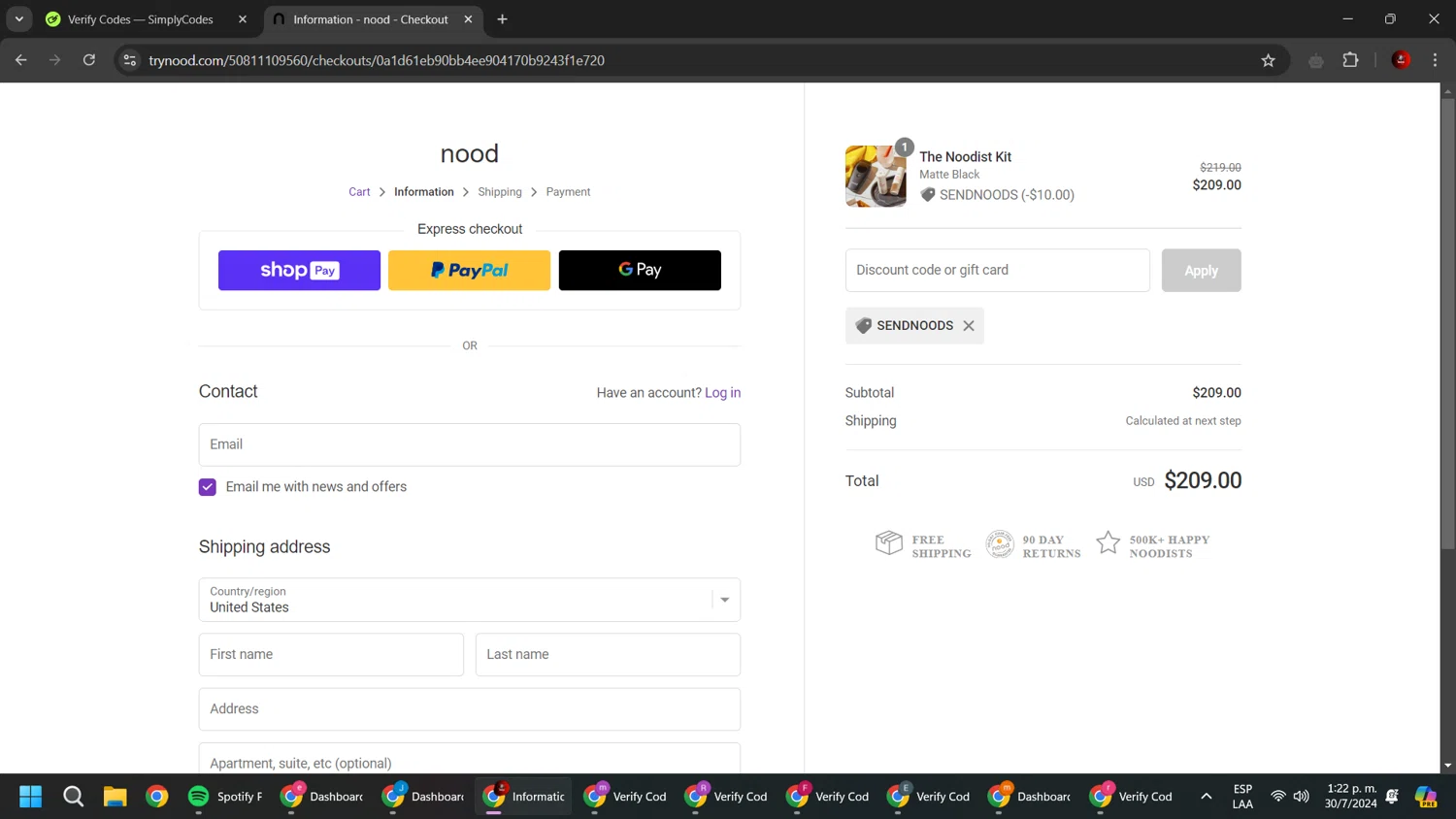 where to use Nood promo code box