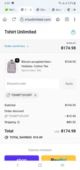 Tshirt10%OFF coupon verification screenshot