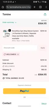 WELCOME05 coupon verification screenshot