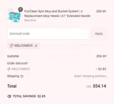 WELCOME05 coupon verification screenshot
