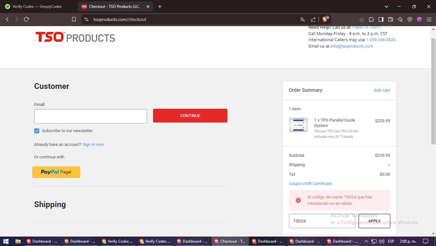 TSO Products promo code screenshot showing code TSO24 applied at TSO Products checkout page. Uploaded by SimplyCodes community member culillo on Feb 26, 2025