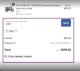 SAVE coupon verification screenshot