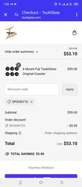SPOOKY10 coupon verification screenshot