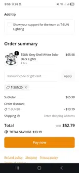 T-sun20 coupon verification screenshot