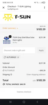 Autumn20 coupon verification screenshot