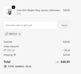 FIRST15 coupon verification screenshot