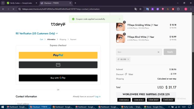 TTDeye checkout page showing TTDeye promo code box | Screenshot taken by SimplyCodes community member on Sep 8, 2025