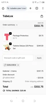 DERUCREW coupon verification screenshot