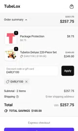 EARLY100 coupon verification screenshot