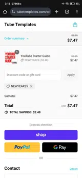NEWYEAR25 coupon verification screenshot