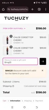 Bing25 coupon verification screenshot