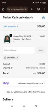 Tucker Carlson Network coupon verification screenshot